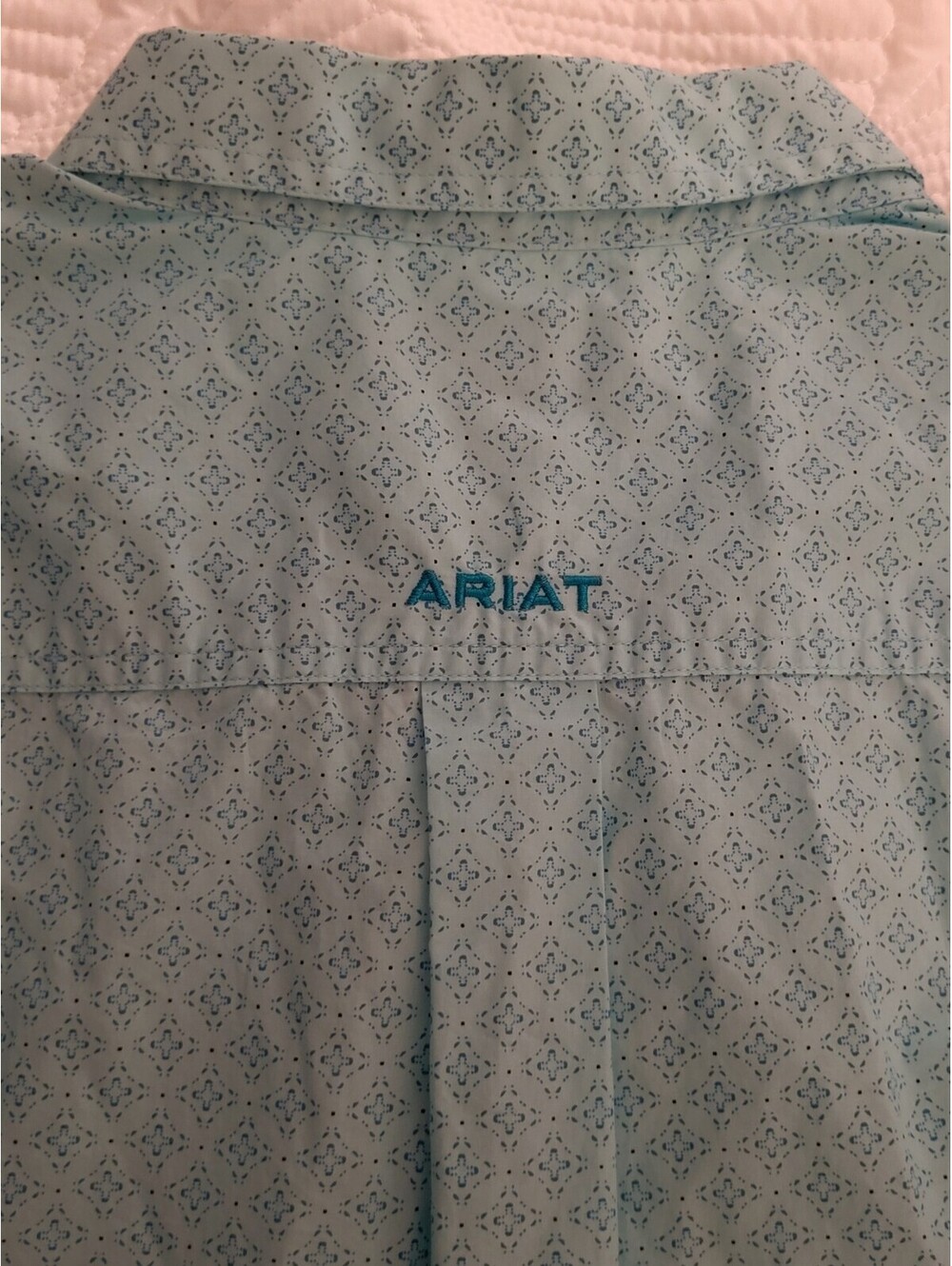 Ariat Western Medallion Geometric Short Sleeve Button Down Shirt Teal XXL Rodeo - Picture 6 of 9